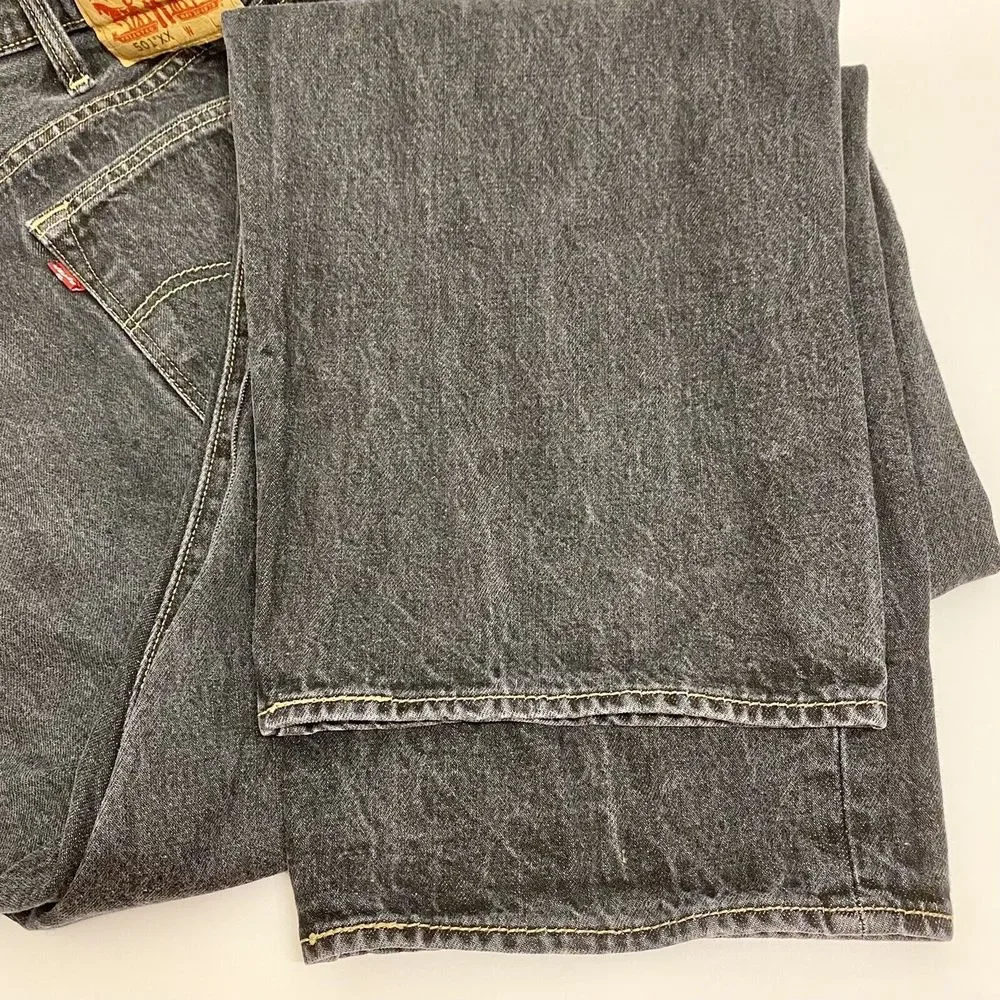 Levis 501XX Mens 46x31 (Measured) Gray Acid Wash Straight Leg Button Fly Jeans